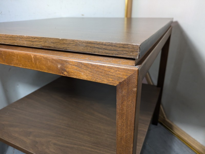 Vintage Alma Mid Century Modern Formica & Wood 2-Tier End Table gallery