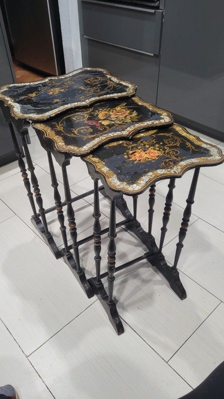 English Papier Mache nesting tables - Victorian era
