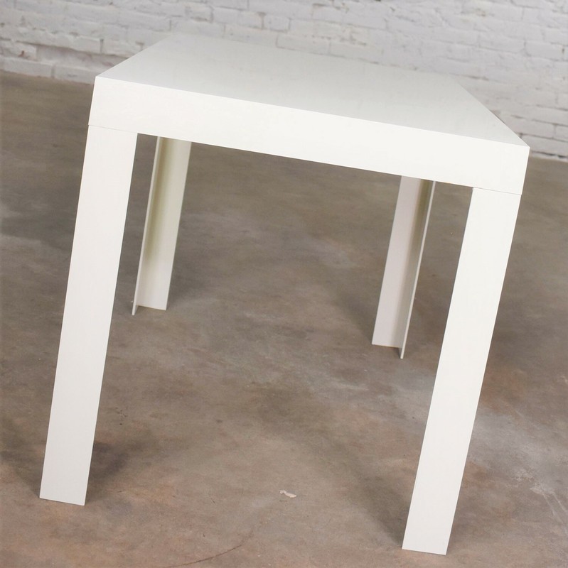 Modern White Molded Plastic Rectangular Parsons Style Side Table Style Syroco gallery