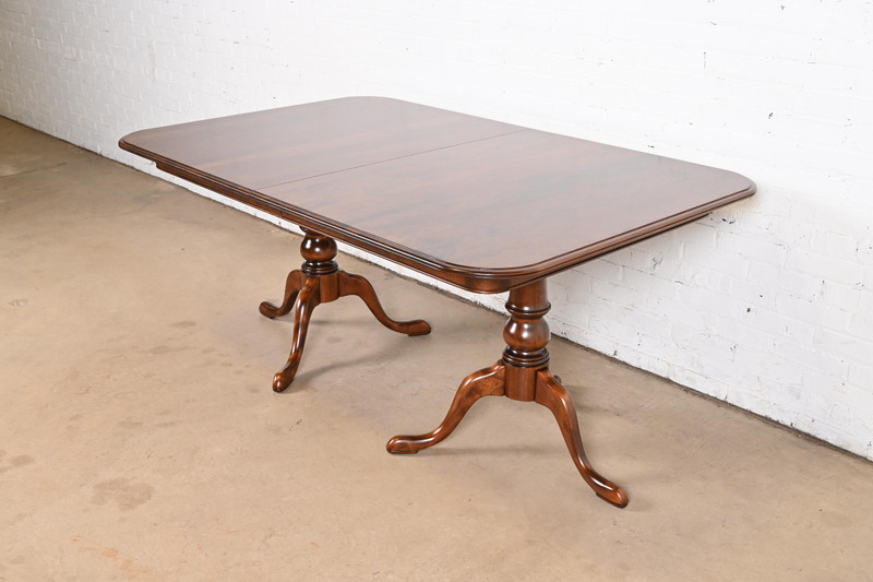 Ethan Allen Georgian Solid Cherry Wood Double Pedestal Extension Dining Table gallery