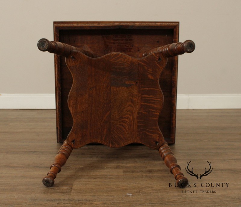 Antique Victorian Oak Square Two Tier Parlor Side Table gallery