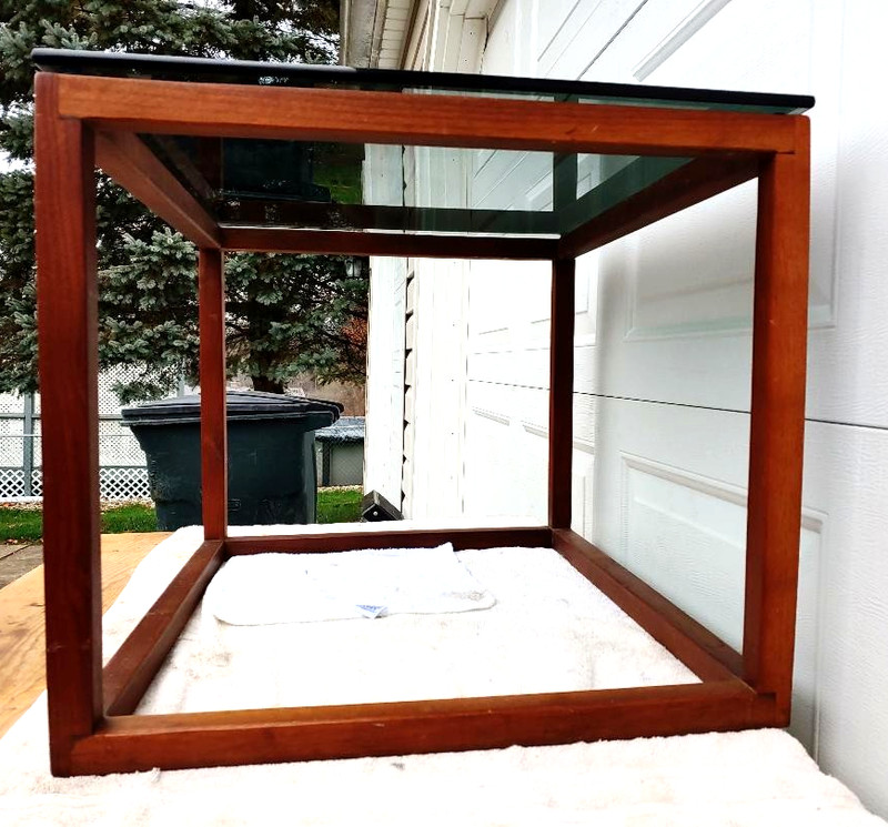 KAI KRISTIANSEN? DANISH? MID CENTURY MODERN "CUBE" TABLE W/ 3/8" SMOKE GLASS TOP gallery