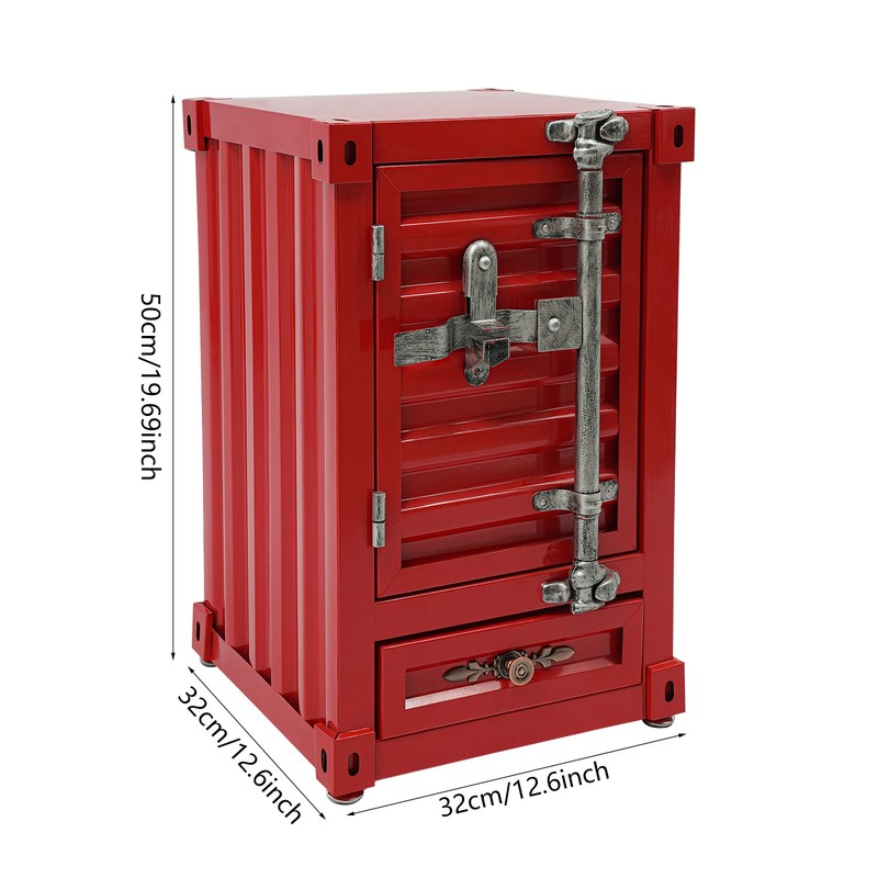 Industrial Metal Container Side Table Side Table with Drawer Container Cabinet gallery
