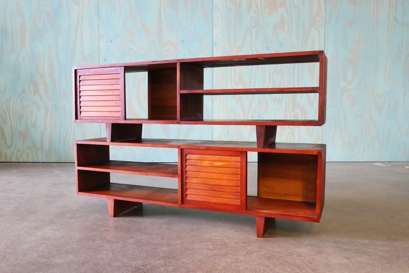 Studio made double sided Console Tables in Pine with Louvered doors -a Pair gallery