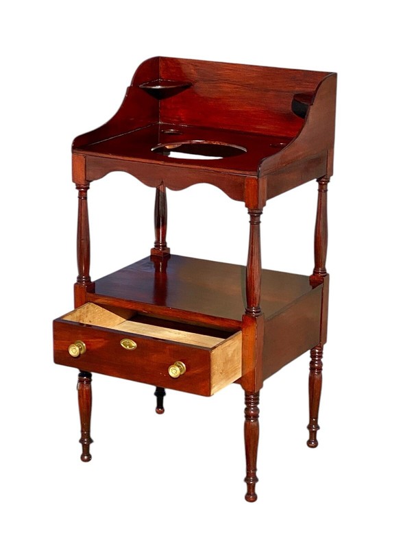 Antique Sheraton Mahogany Washstand / End Table with Drawer gallery