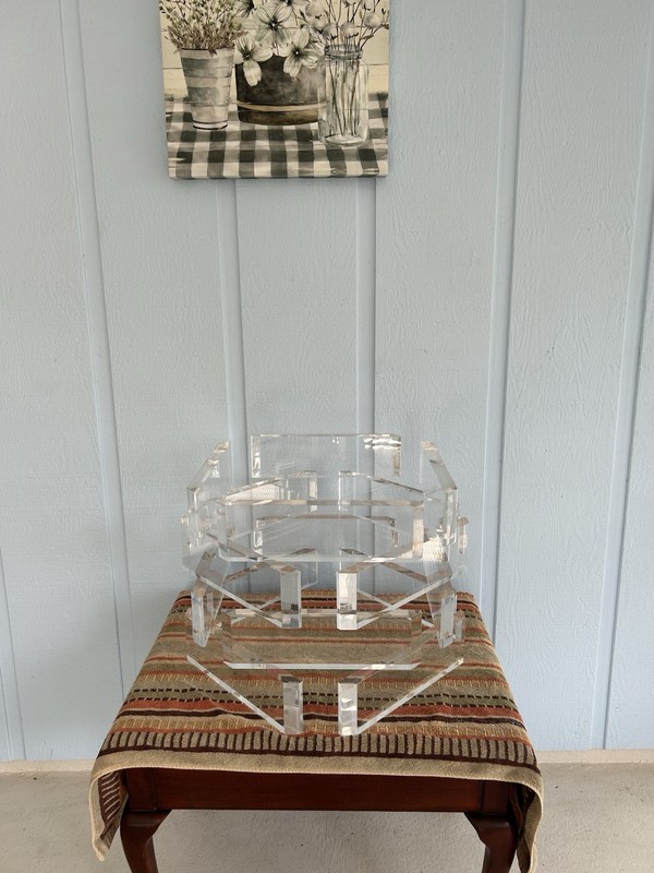 Stunning Stacked Lucite Blocks Coffee Table base-Free Glass Top As Gift gallery