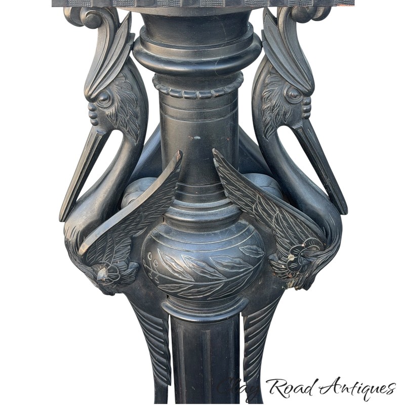 Antique victorian aesthetic ebonized stork pedestal winged bird Boston 1880 gallery