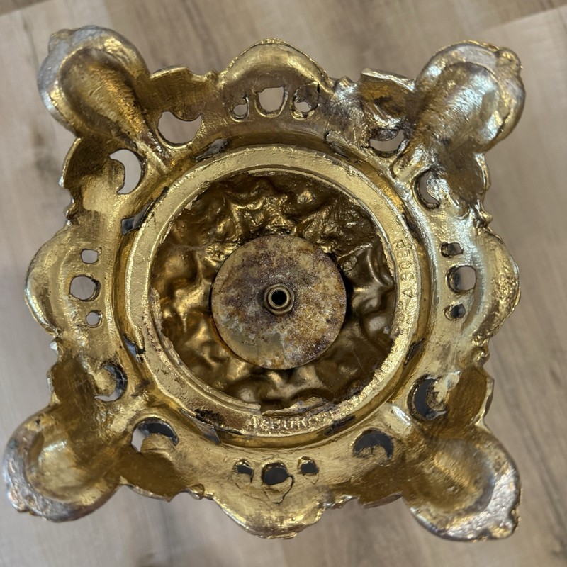 Vintage Hollywood Regency Ornate Brass & Carrara Marble Round Drinks Table gallery