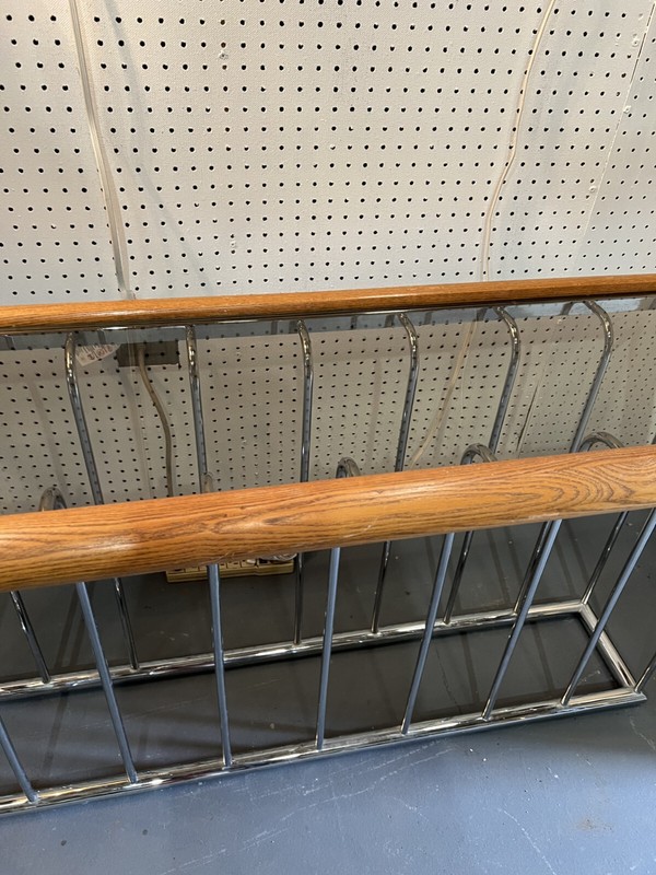 Mid Century Modern Milo Baughman Style Smoked Glass Console Table gallery