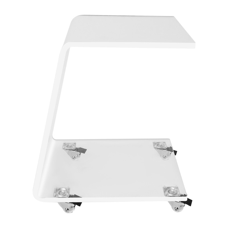Clear C-Shape Side Table Acrylic Mobile with Brakes 44.09lbs Load Home Office gallery
