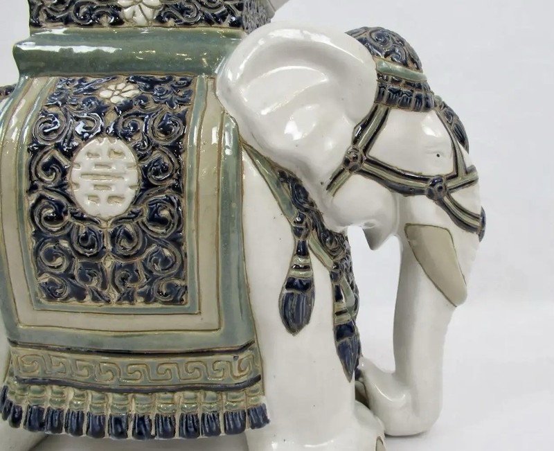 Vintage Ceramic Glazed Elephant Side/Occasional Table, and.or Occasional Seat gallery