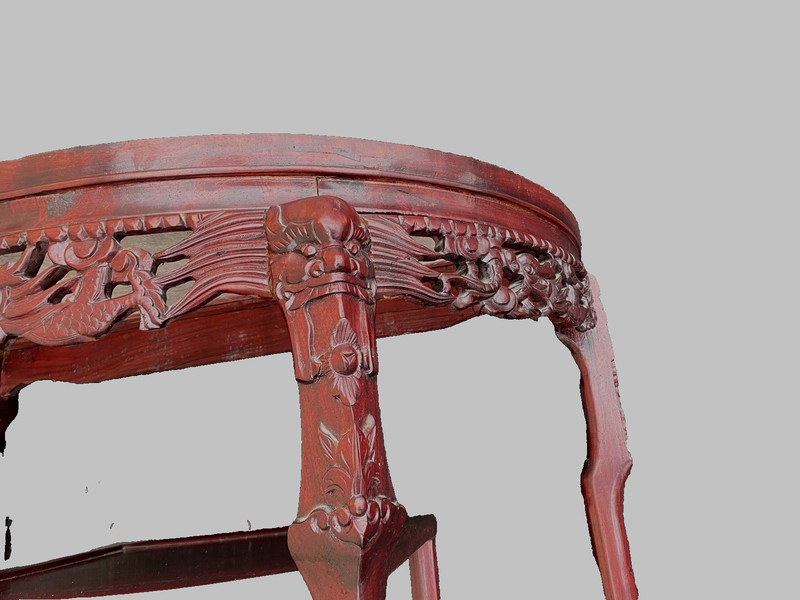 65112 Oriental Mahogany Console Table Hall Stand w/ Marble insert gallery
