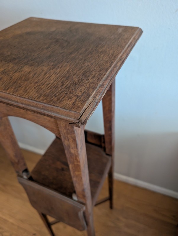 Arts and Crafts Tapered Plant Stand Display Table Foldable two tier Mission Oak gallery