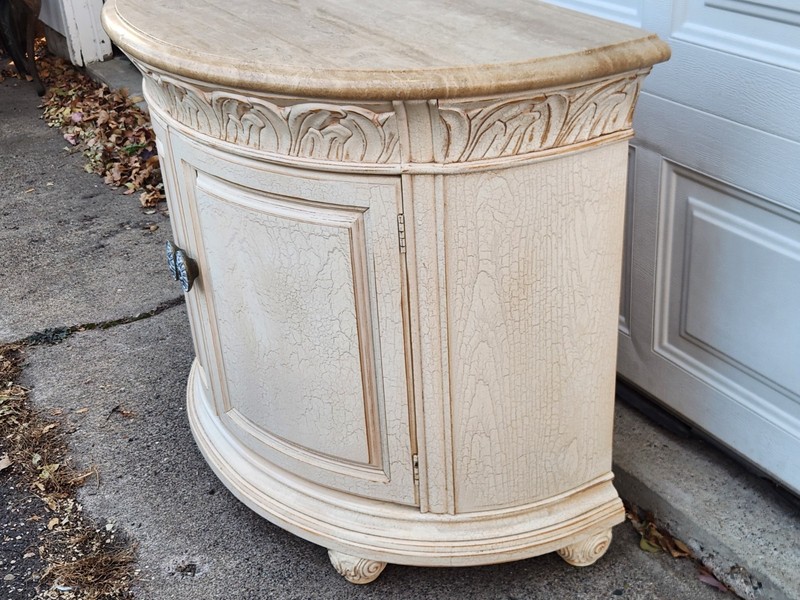 Henredon Oversized Demilune Night Cabinet With Marble Top gallery