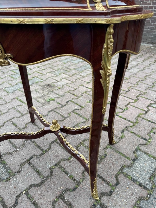 Side Table French Louis XVI Mahogany Bronze Pink Marble Early 20th C gallery
