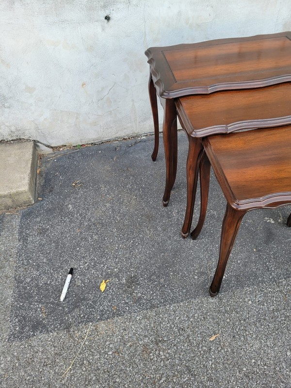 1920s Country French Walnut Nesting Tables – Antique Stacking Side Tables Set gallery