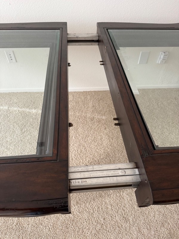 wood and glass dining table with leaf extension real wood dark brown gallery