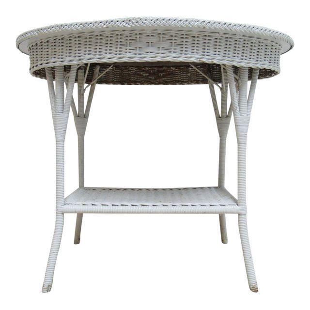 Antique Wicker Outdoor Porch Petite Sofa Hall Serving Table gallery