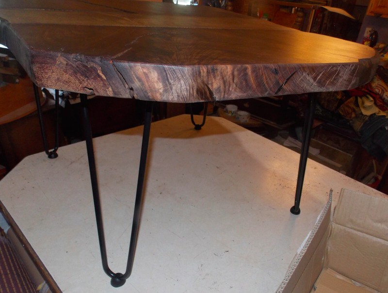 Live Edge Solid Walnut Coffee Table with Hairpin Legs (CT-105) gallery