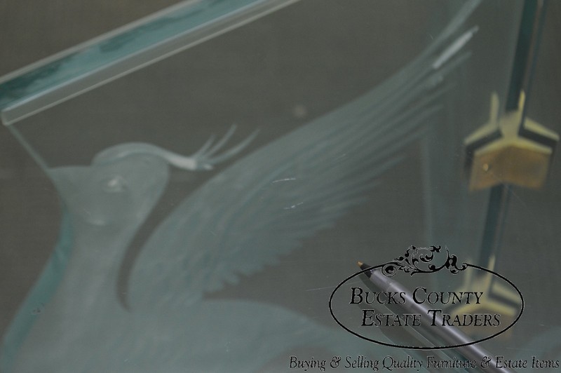 Contemporary Phoenix Etched Round Glass Dining Table (possibly Pace) gallery