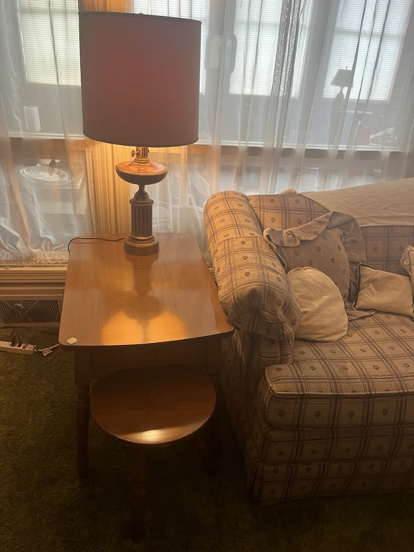 Real antique wooden side tables and coffee table set with pull out sofa couch gallery