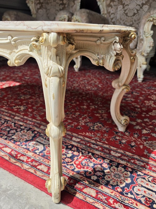 Vintage Italian Silik Style Hand Painted Coffee Table- Marble Top gallery