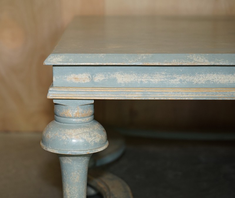 MASSIVE ORIGINAL PAINT SIX PILLARS LEG FRENCH COUNTRY HOUSE COFFEE TABLE gallery