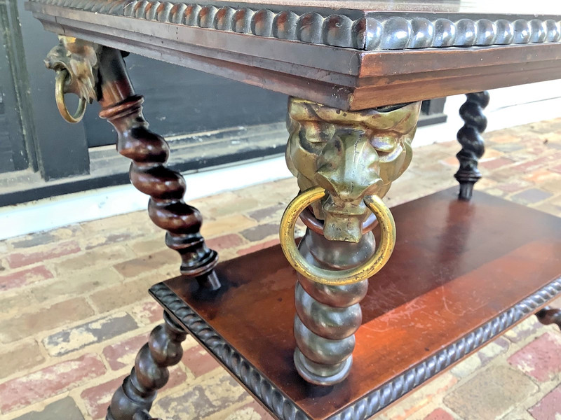 RARE Victorian Barley Twist Library Table by Merklen Brothers, c1890 gallery