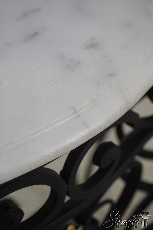 67540: Wrought Iron Marble Top Console Foyer Table gallery