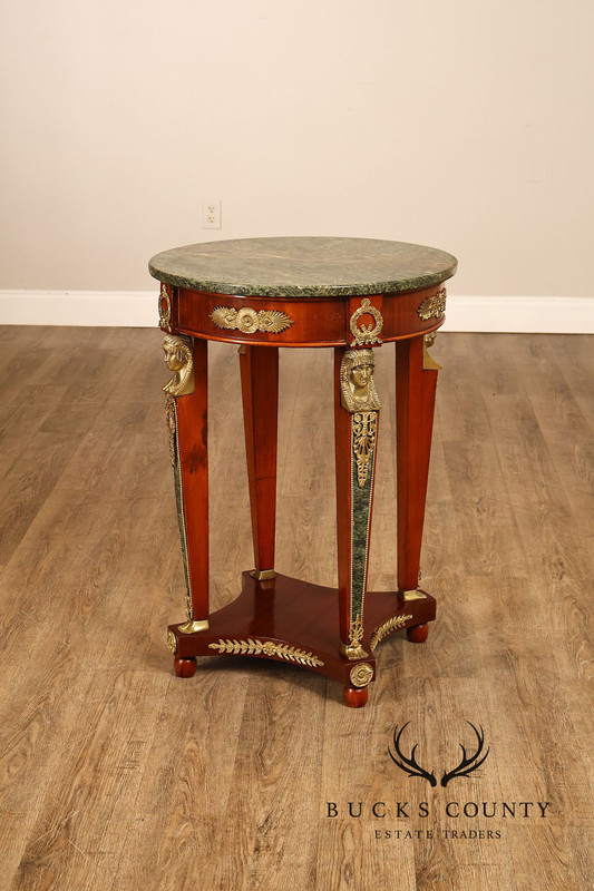 French Empire Style Pair Of Round Marble Top Ormolu Mounted Side Tables gallery