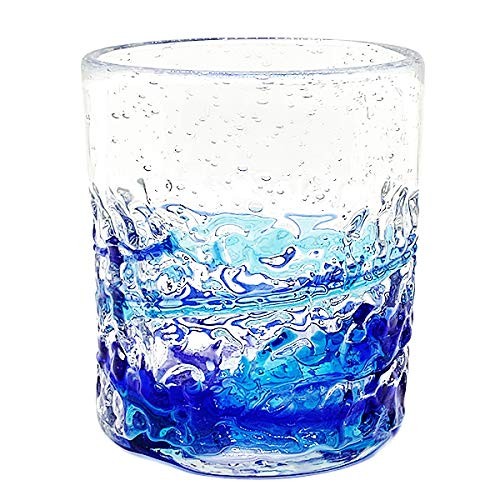 Ryukyu Glass Rocks Glass Okinawa Souvenir Glass Blue Cold Tea Glass Japan