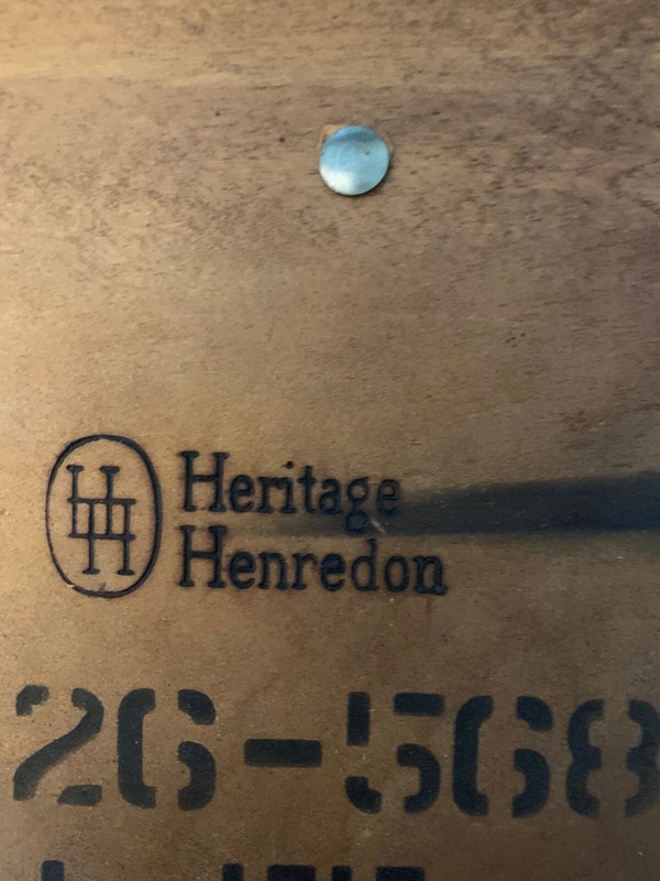 Two Heritage Henredon Vintage  Stamped Mid Century Modern Walnut Side Tables  gallery