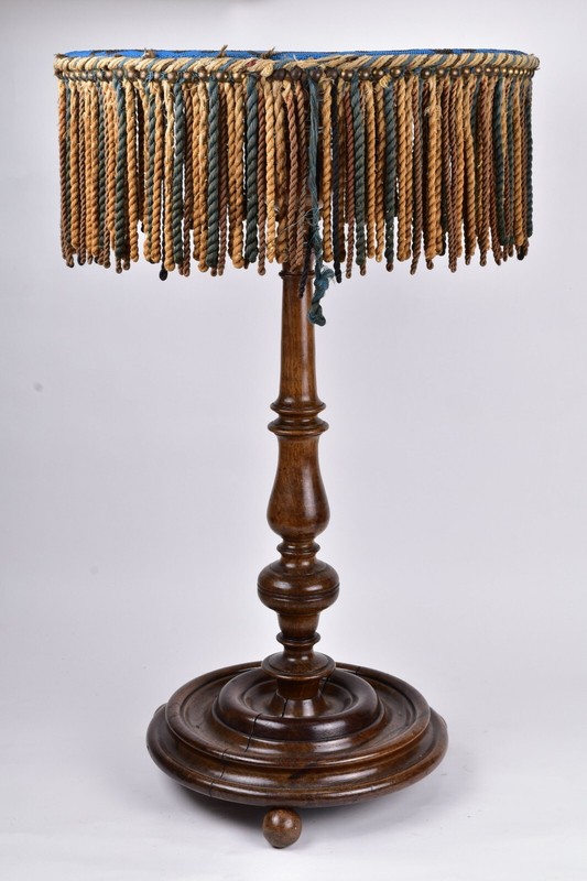Antique Walnut Side Table with Micro Beaded Top Hand Needlework gallery