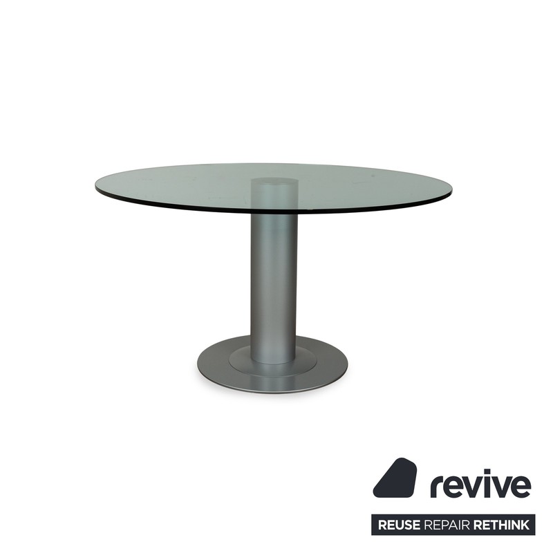 Bacher Castro Glass Dining Table Silver 130 x 130 x 73 cm gallery