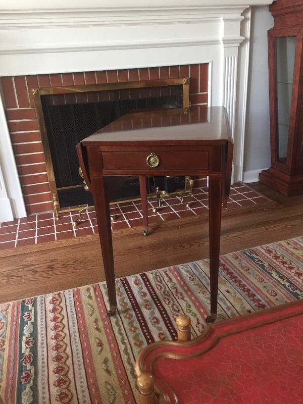Baker Furniture Drop Leaf Side Table/Game Table w/Brass Casters (Rare!!)