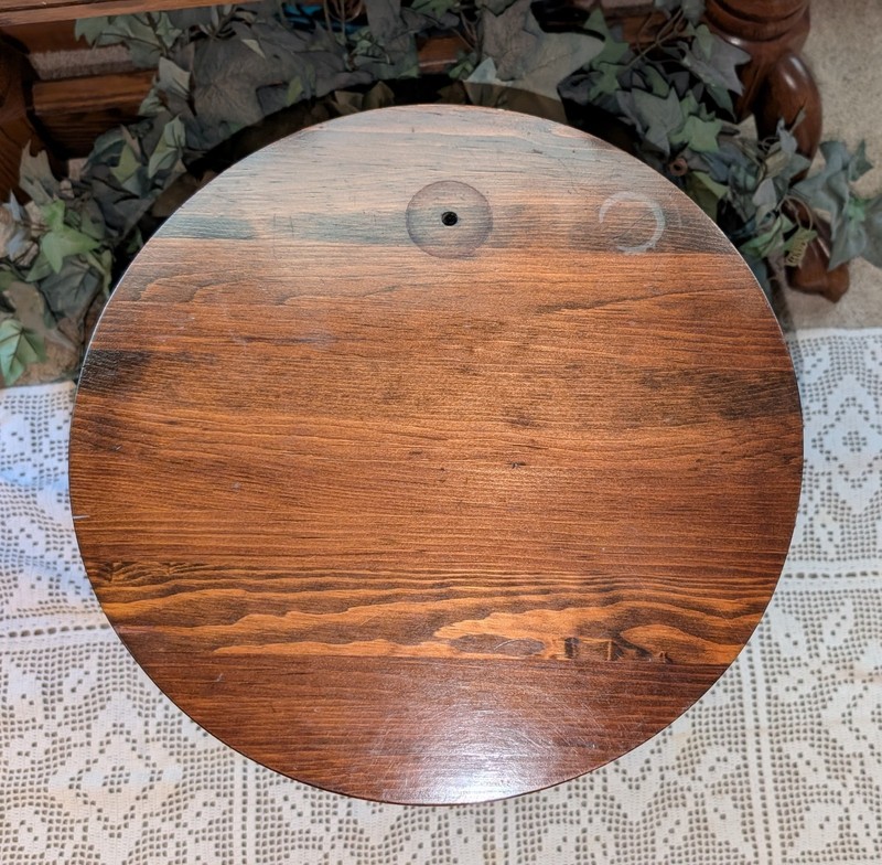 Vtg George B. Bent 2 Tier Maple Wood Round tri-leg Lamp End Table Night Stand gallery