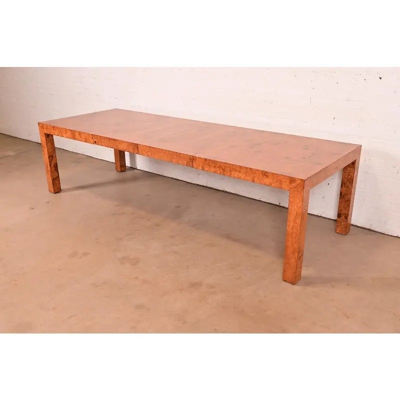 Milo Baughman Mid-Century Modern Burlwood Dining Table, Newly Refinished