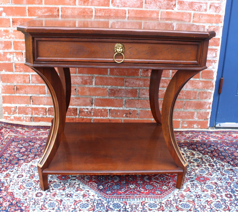 American Baker Walnut Side Table / Small Writing Desk With Drawer gallery