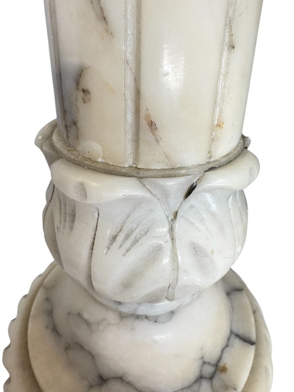 Rustic Carved Alabaster Gueridon Small Occasional Table Stand gallery