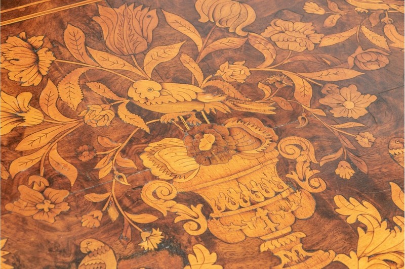 Antique Dutch 18th C. Inlaid Walnut Marquetry Table gallery