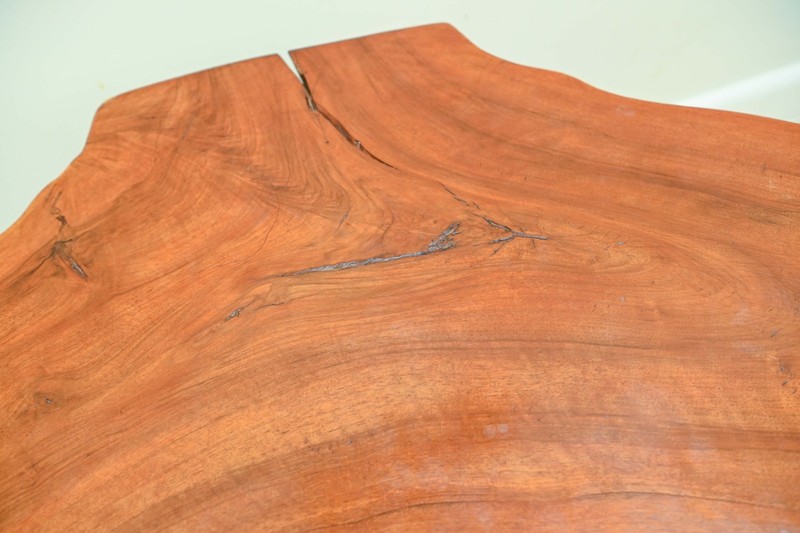 Mid-Century Freeform Live-Edge Tripod Coffee Table in the Manner of Carl Auböck, gallery