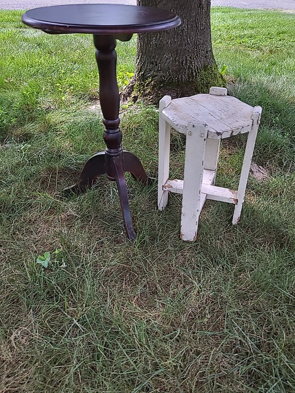 Antique Farmhouse & Vtg. Elegant Designer Table Stands Shabby Paint (e7) gallery