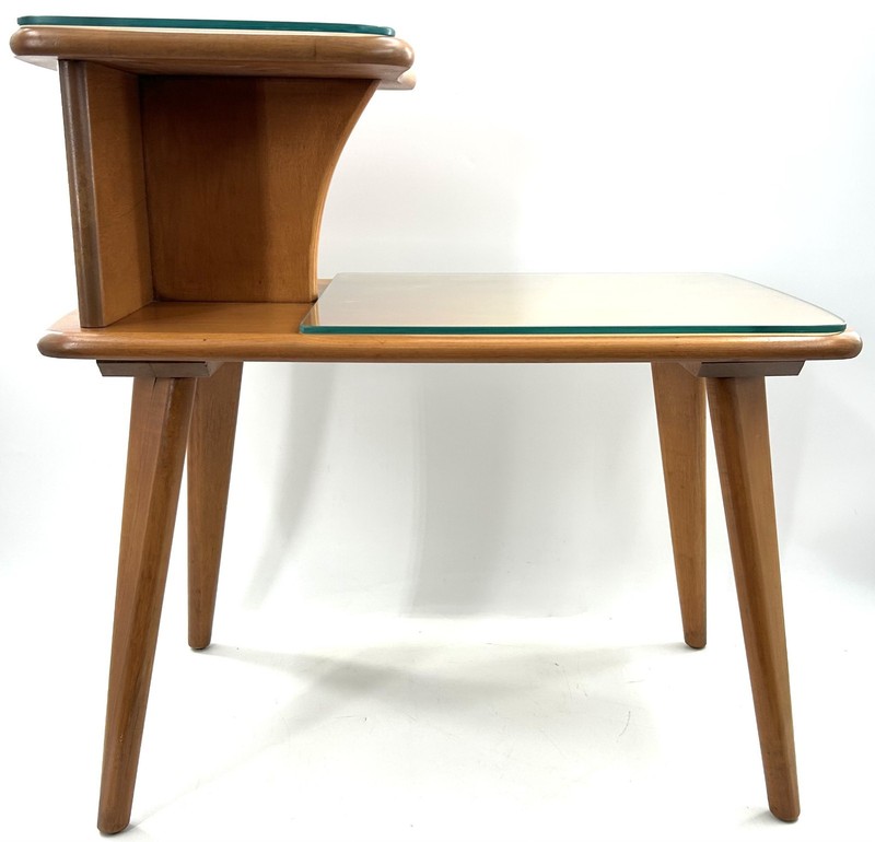 Vintage HEYWOOD WAKEFIELD MCM STEP END TABLE - CHAMPAGNE BIRCH MAPLE gallery