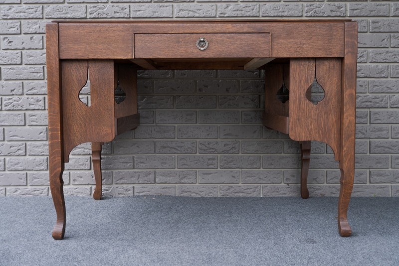 Antique Craftsmen Arts & Crafts Quarter-Sawn Tiger Oak Desk Library Table gallery