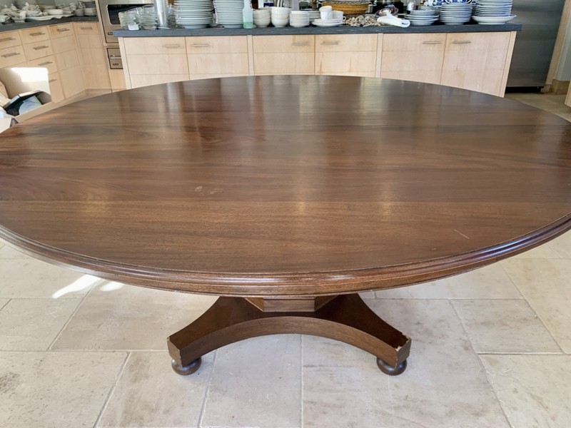 Large 72″ Round Vintage Pedestal Dining Table