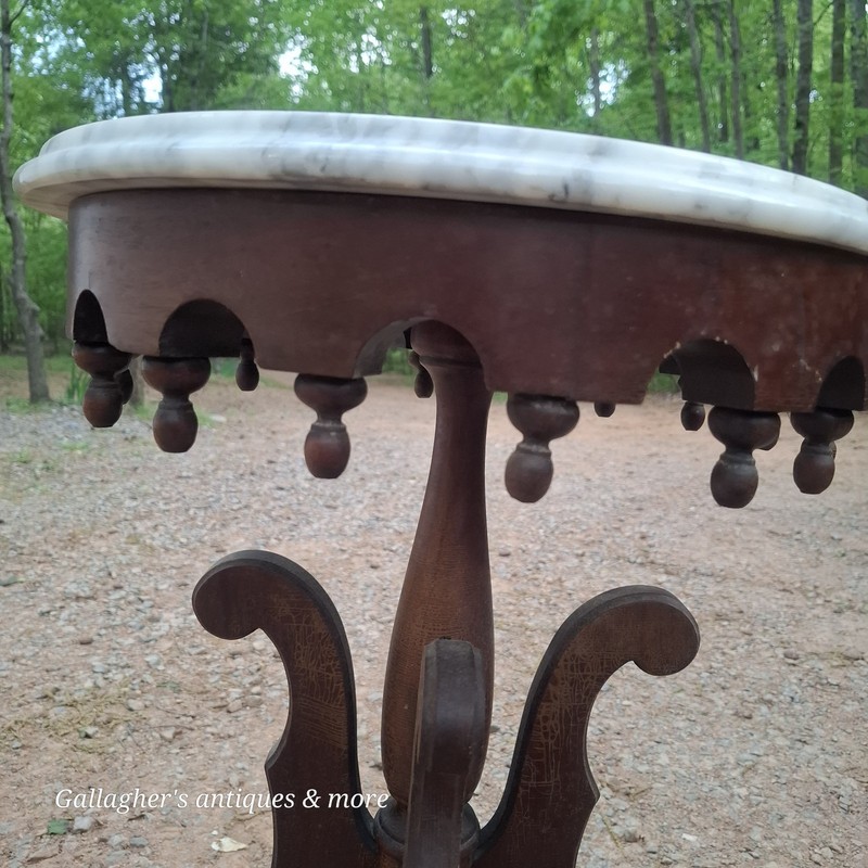 Walnut Victorian Marble Top Center Table Ca.1870 Pelham Shell Leckie Table gallery