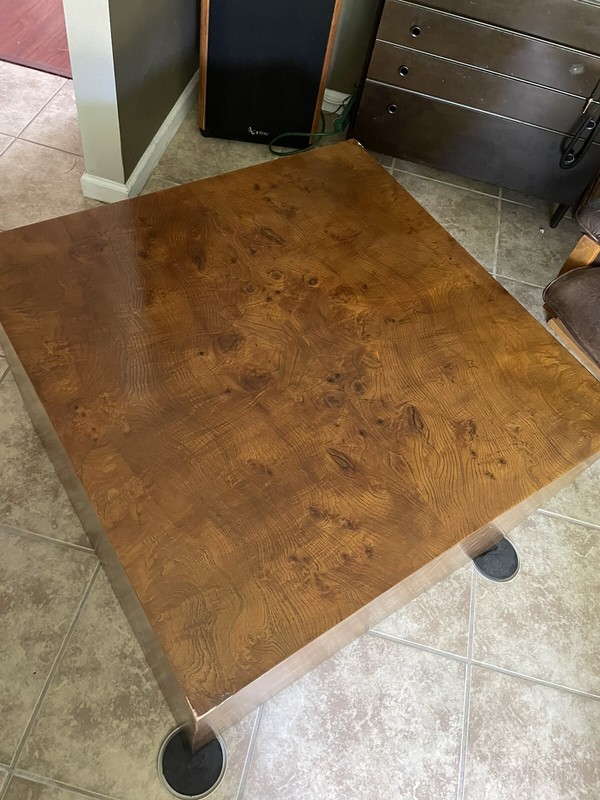 70’s MILO BAUGHMAN walnut Burl Wood Large Cube Table Mid Century Exquisite gallery