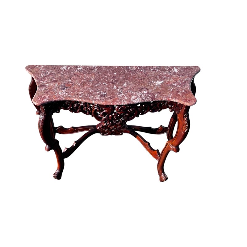 Late 20th Century, Rococo Style Carved Wood and Marble Console Table gallery