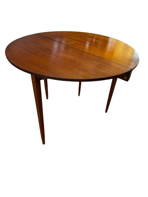 Satinwood Bell Flower Inlay Flip Top Demilune Table