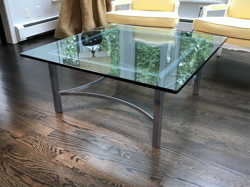 Contemporary Custom Glass And Wrought Iron Square Coffee Table